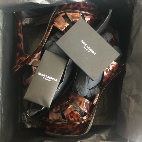 NIB $954 Saint Laurent Tribute Tortoise-Patent Platform in size 39! - Picture 15 of 16